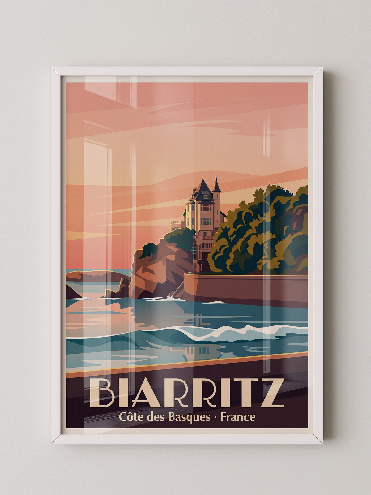 Biarritz Küste Sonnenuntergang Retro