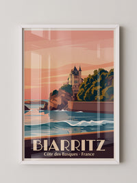 Biarritz Küste Sonnenuntergang Retro
