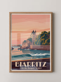Biarritz Küste Sonnenuntergang Retro