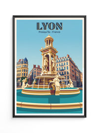 Lyon Brunnen Retro-Architektur