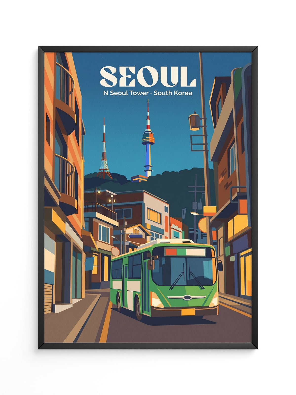 N Seoul Tower Retro Nachtansicht