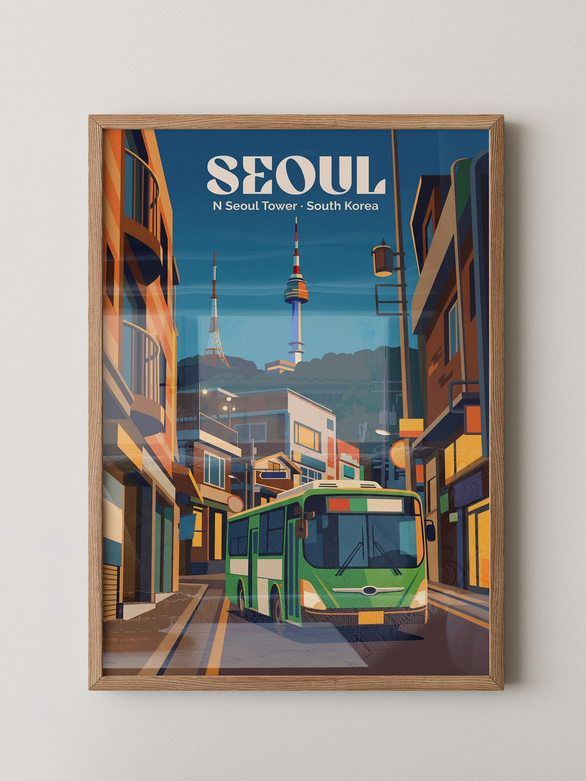 N Seoul Tower Retro Nachtansicht
