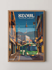 N Seoul Tower Retro Nachtansicht