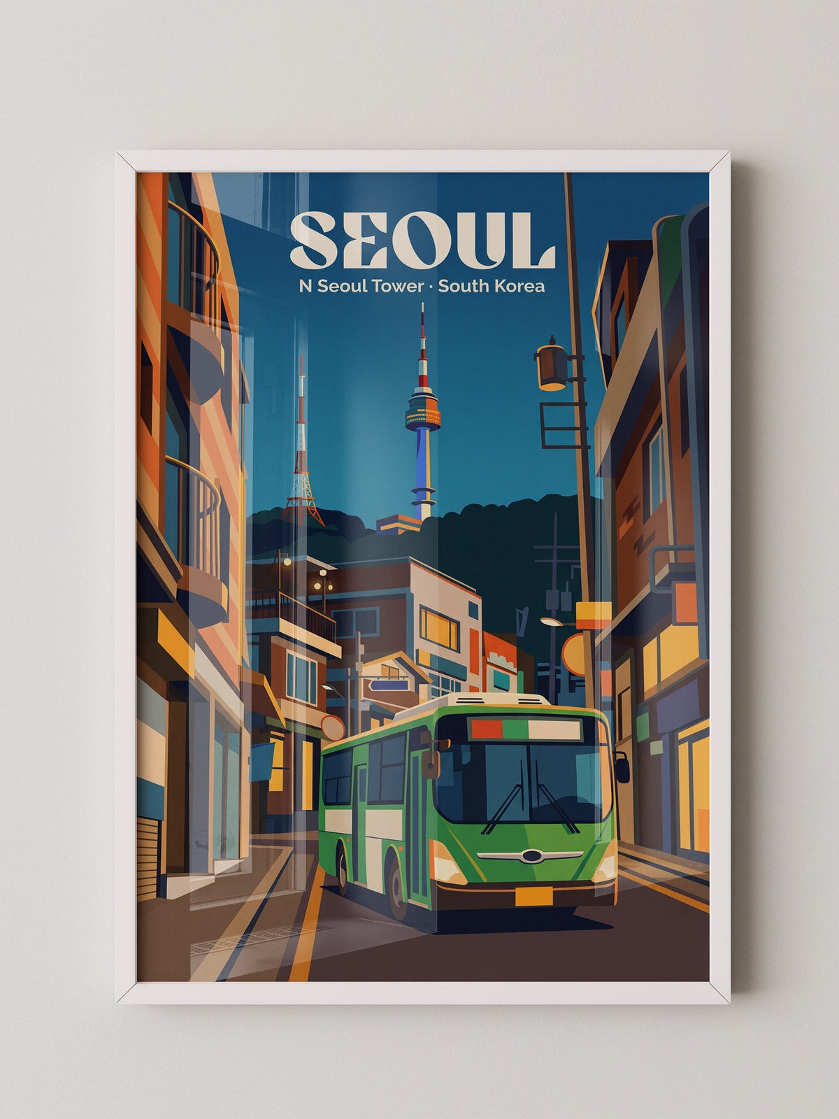 N Seoul Tower Retro Nachtansicht