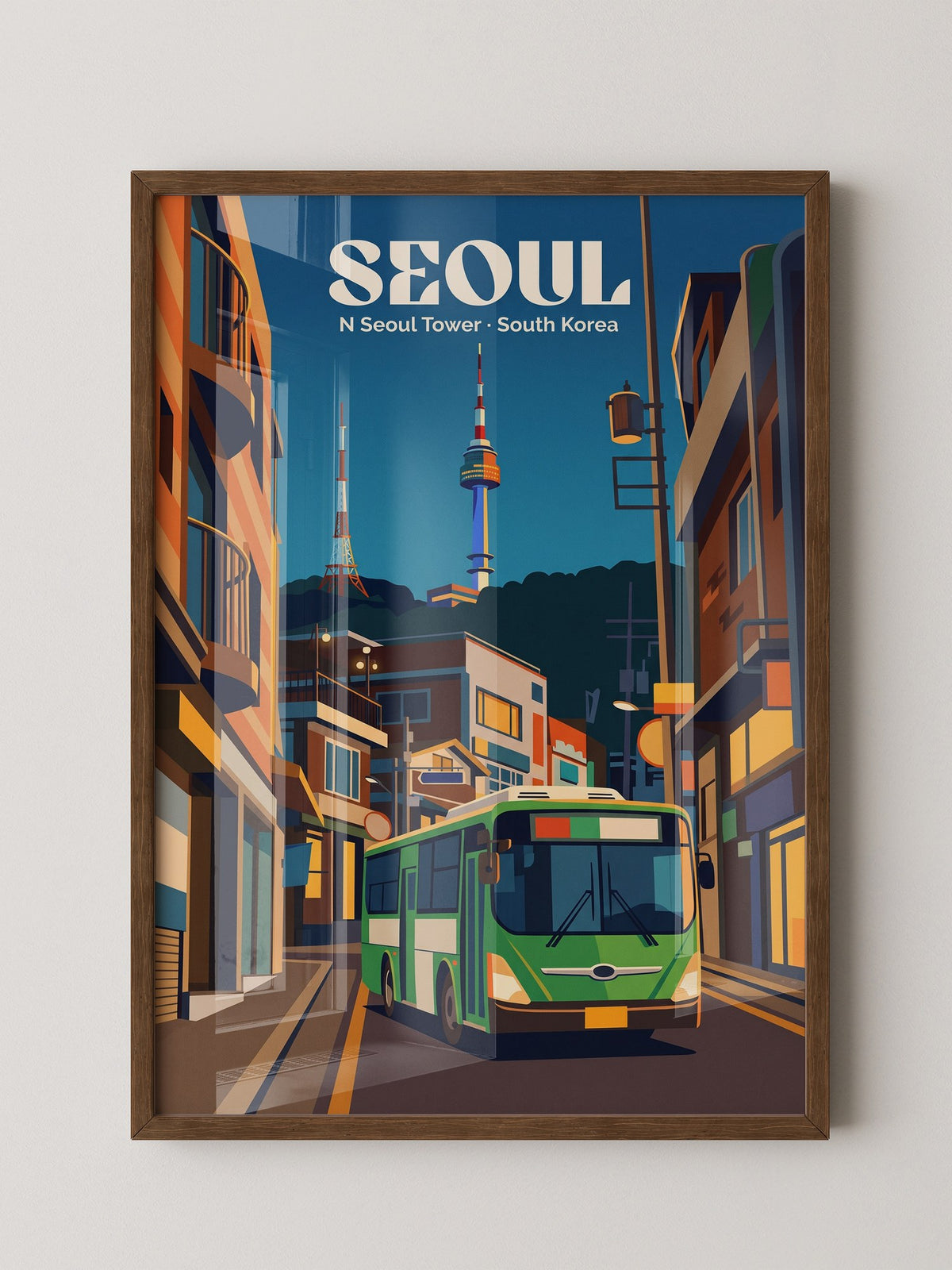 N Seoul Tower Retro Nachtansicht