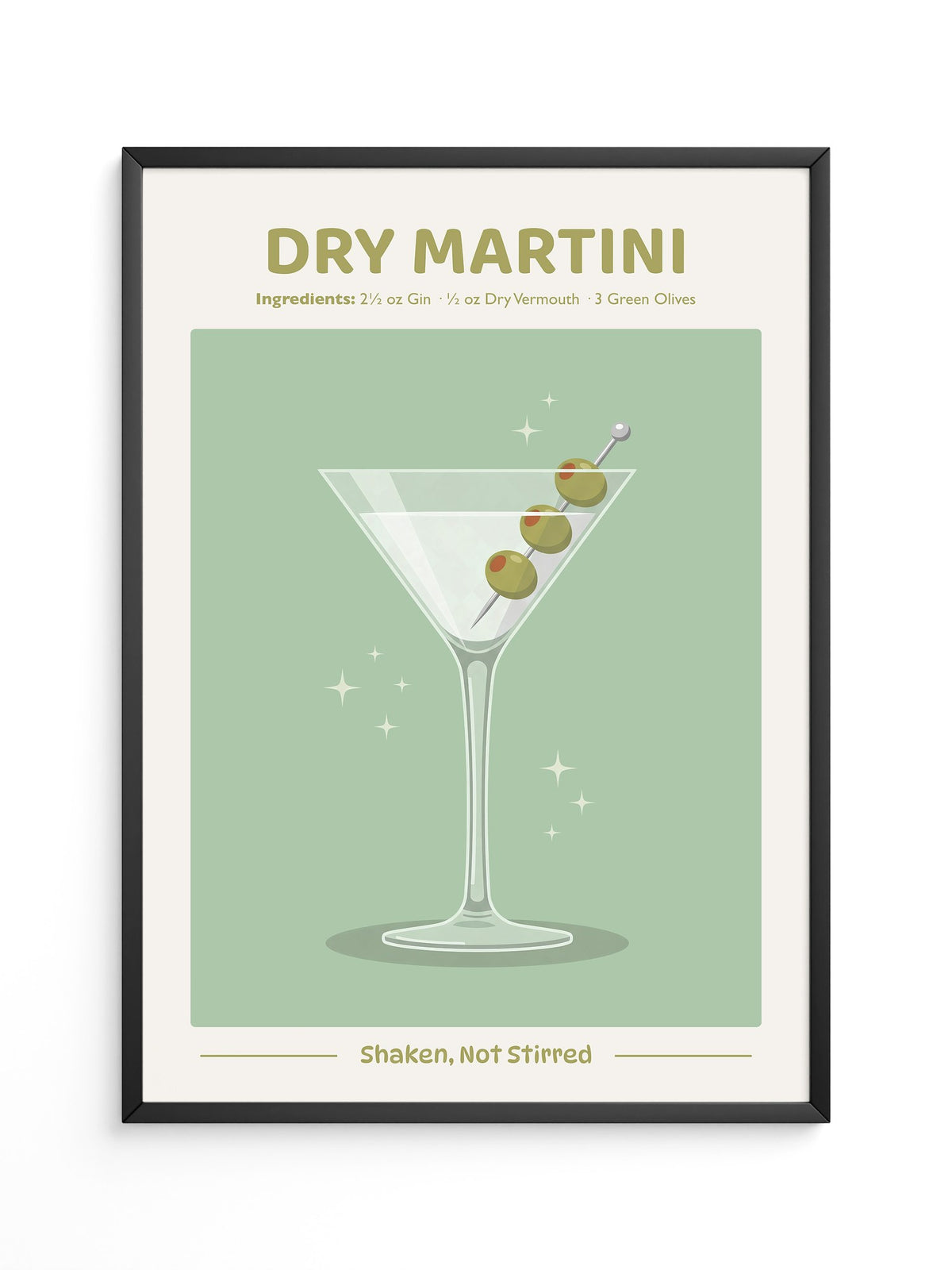 Martiniglas Oliven Shaken Glanz
