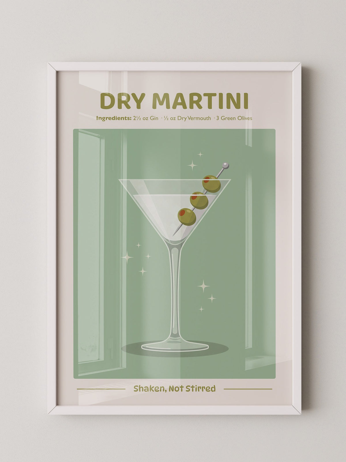 Martiniglas Oliven Shaken Glanz