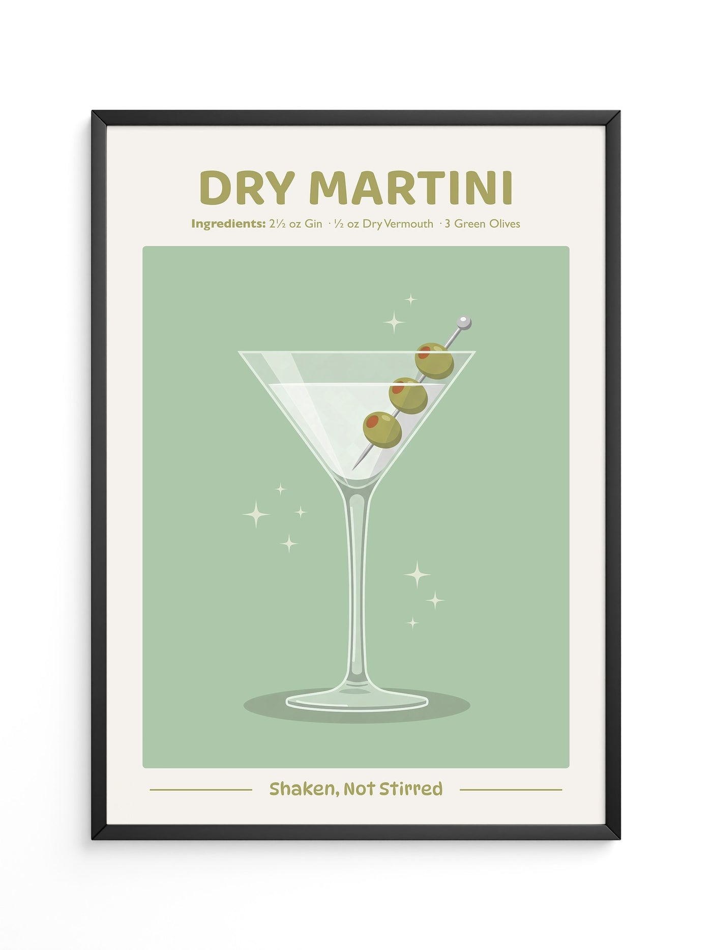 Martiniglas Oliven Shaken Glanz