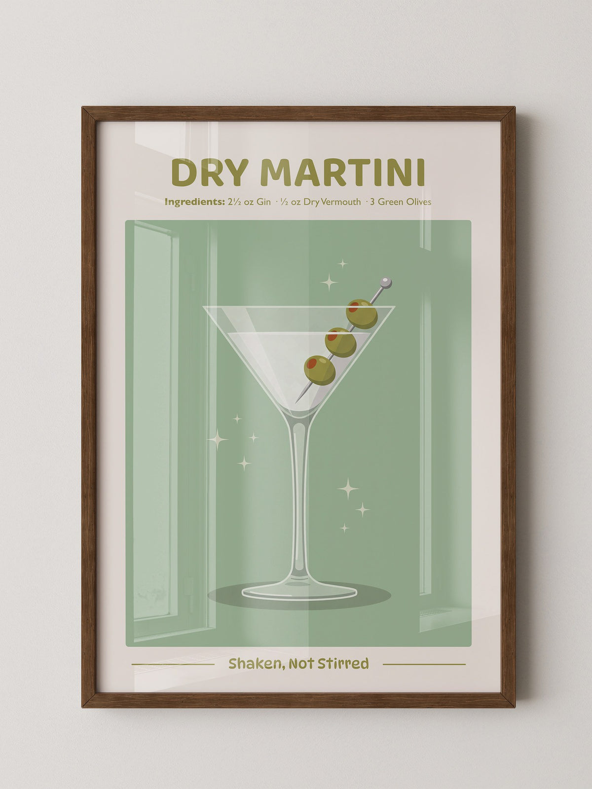 Martiniglas Oliven Shaken Glanz