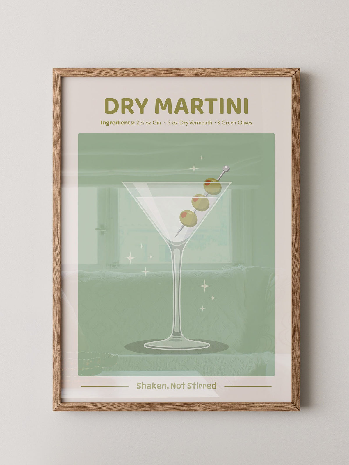 Martiniglas Oliven Shaken Glanz