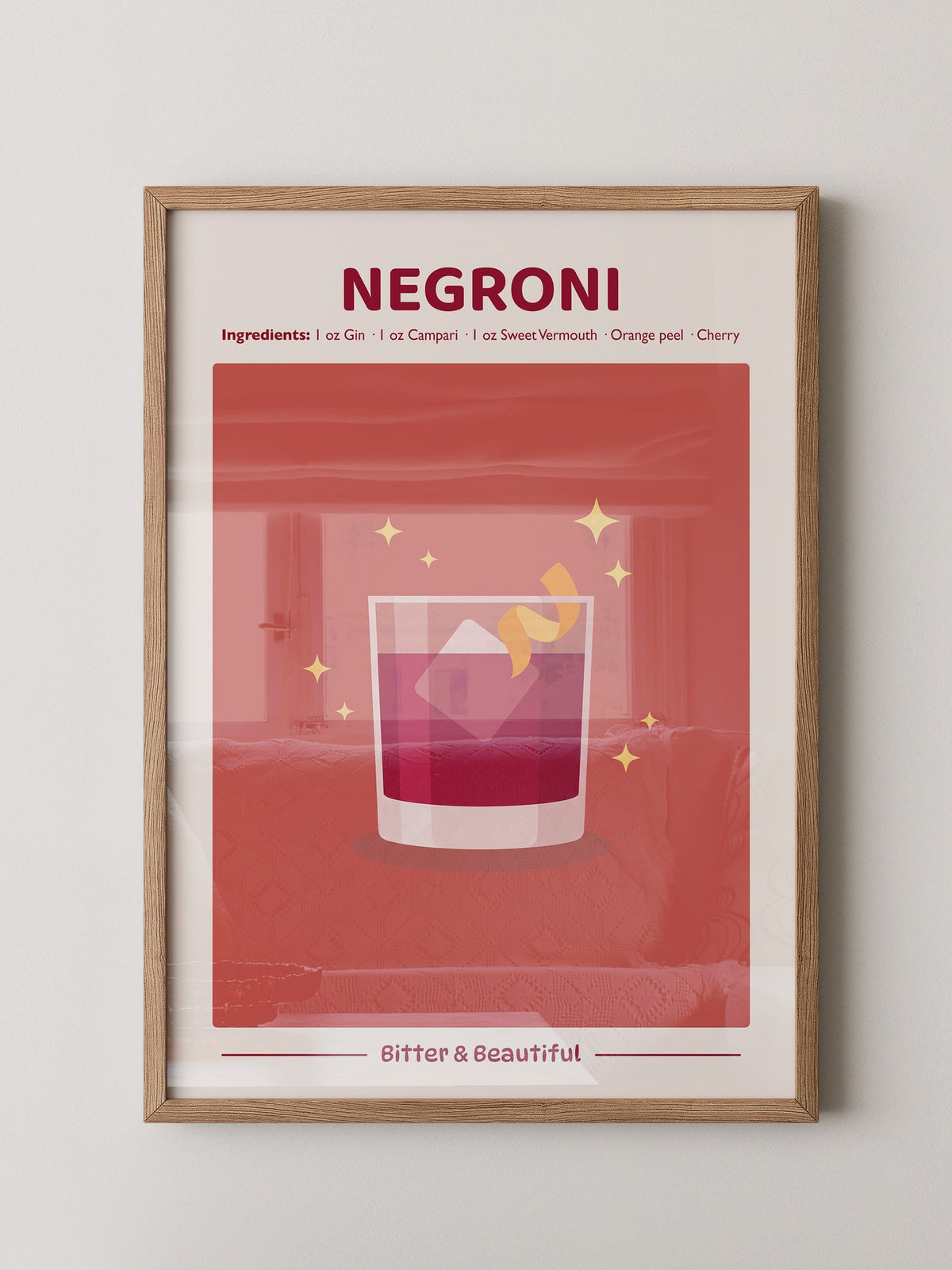 Negroni Drink Illustration Rot