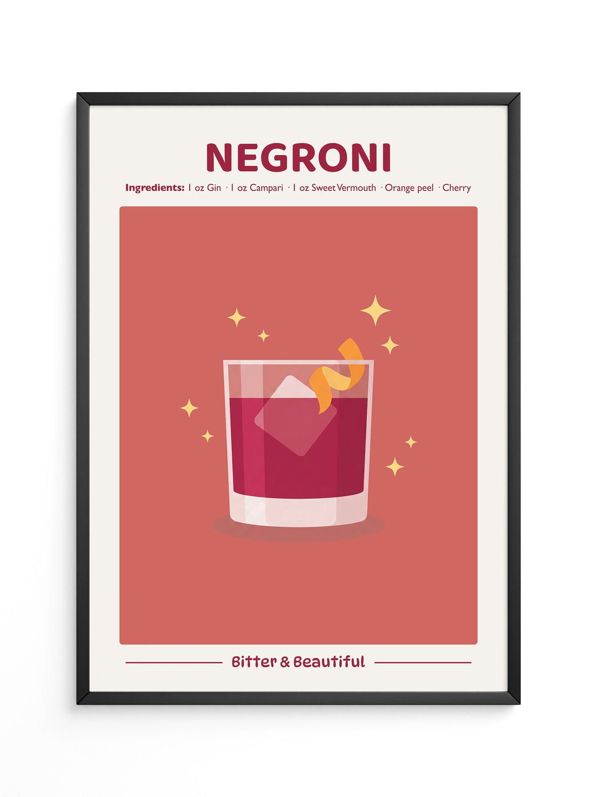 Negroni Drink Illustration Rot