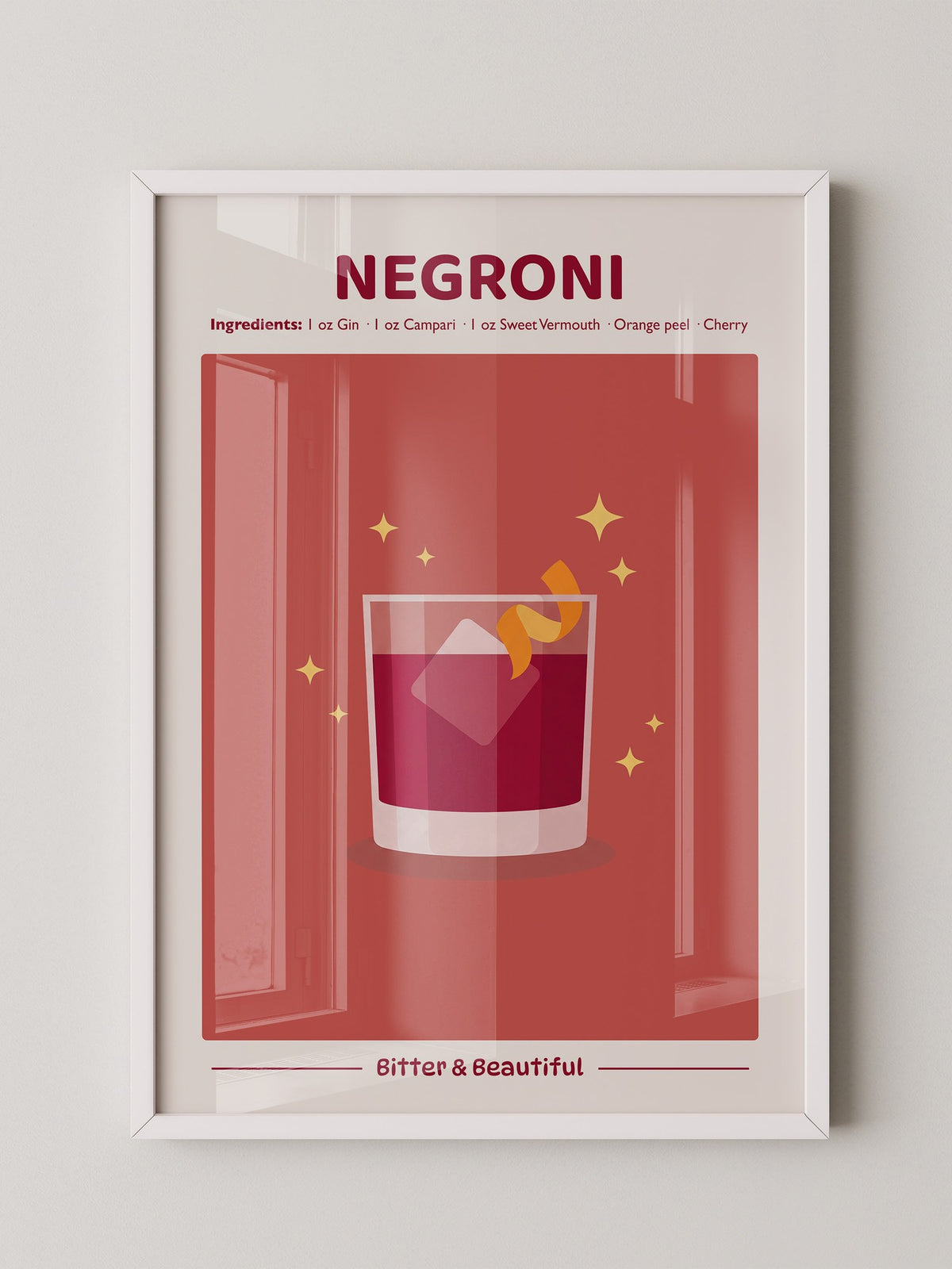 Negroni Drink Illustration Rot
