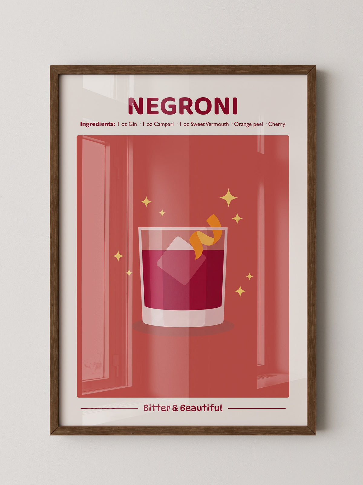 Negroni Drink Illustration Rot