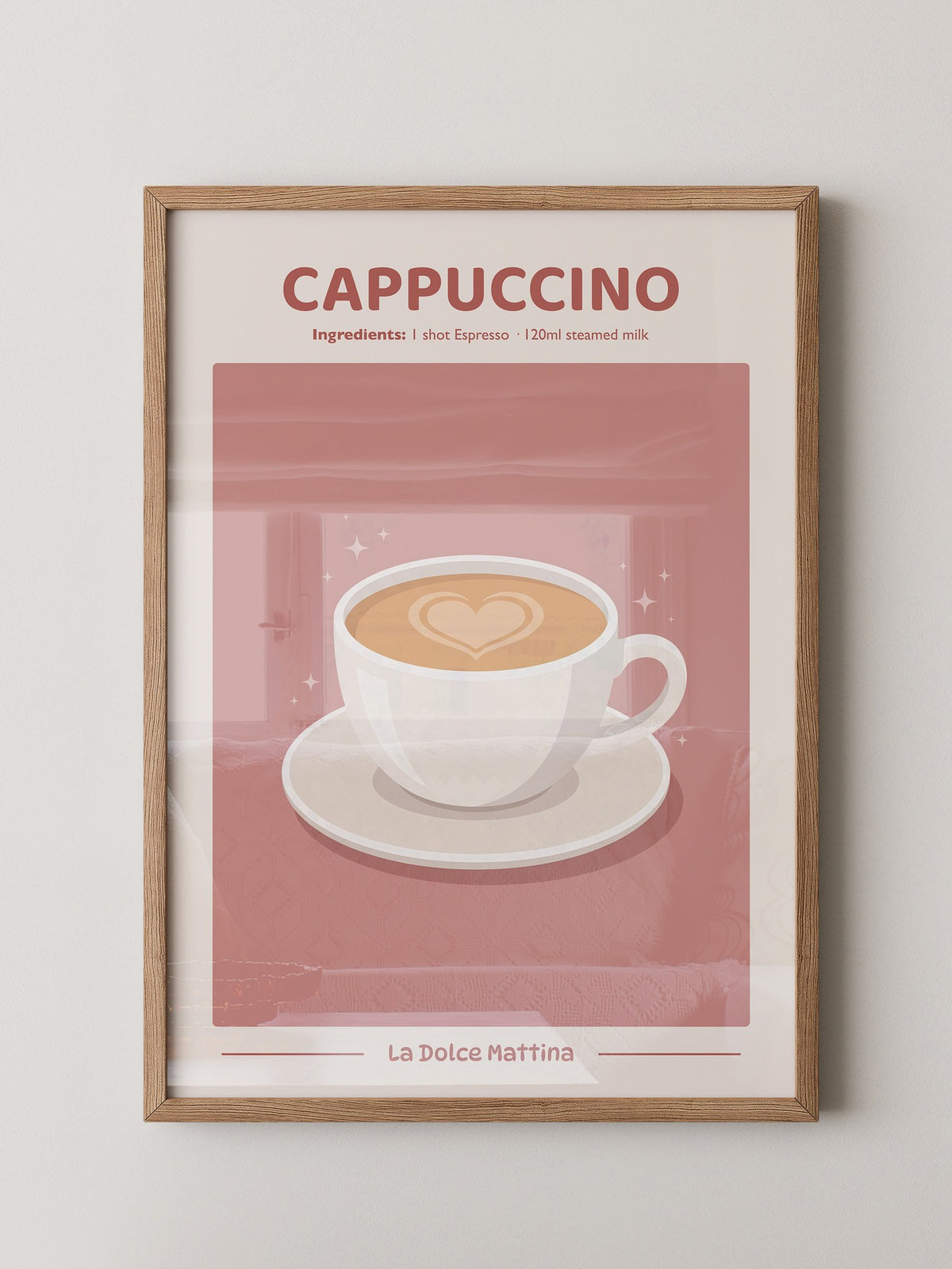 Herz Cappuccino rosa Hintergrund