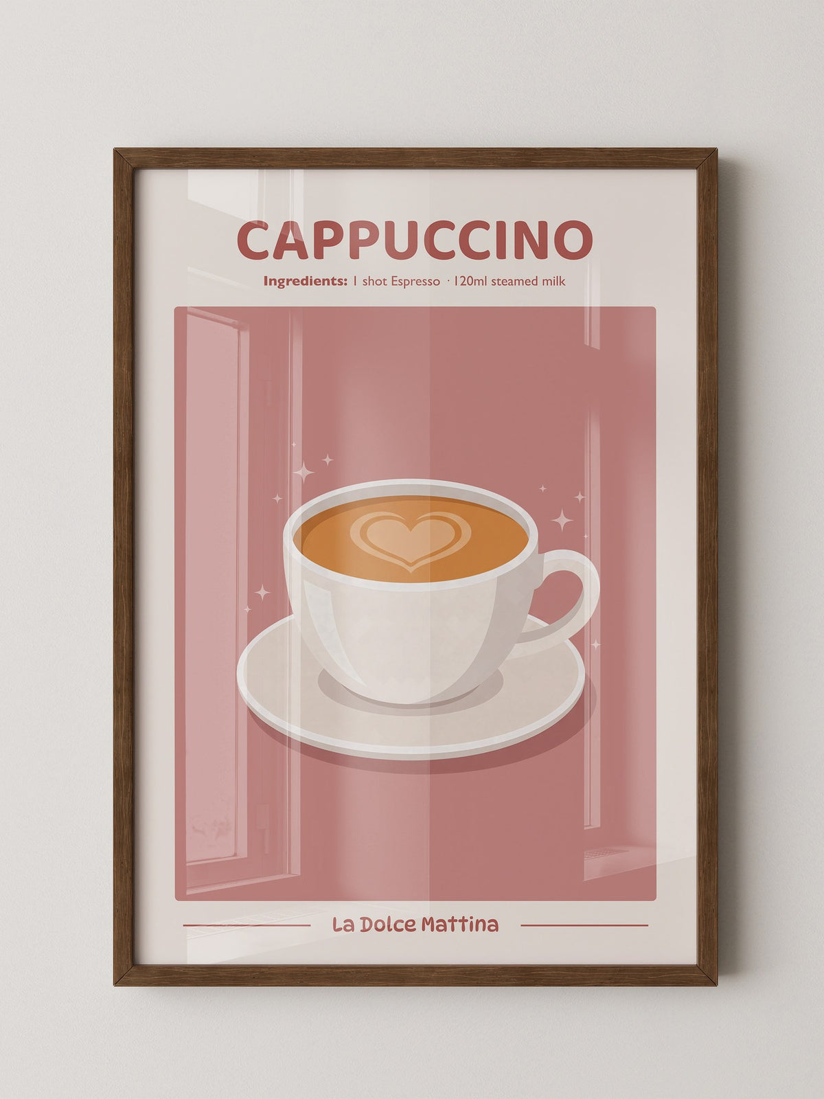 Herz Cappuccino rosa Hintergrund