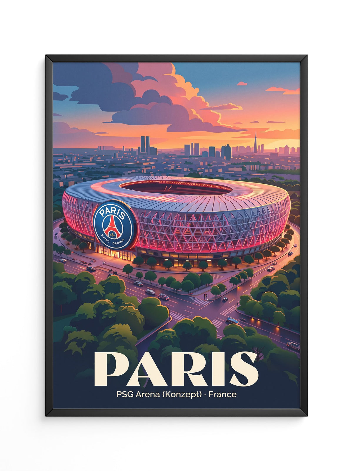 PSG Stadion Abenddämmerung