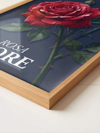 Rote Rose vor Dunkelblau