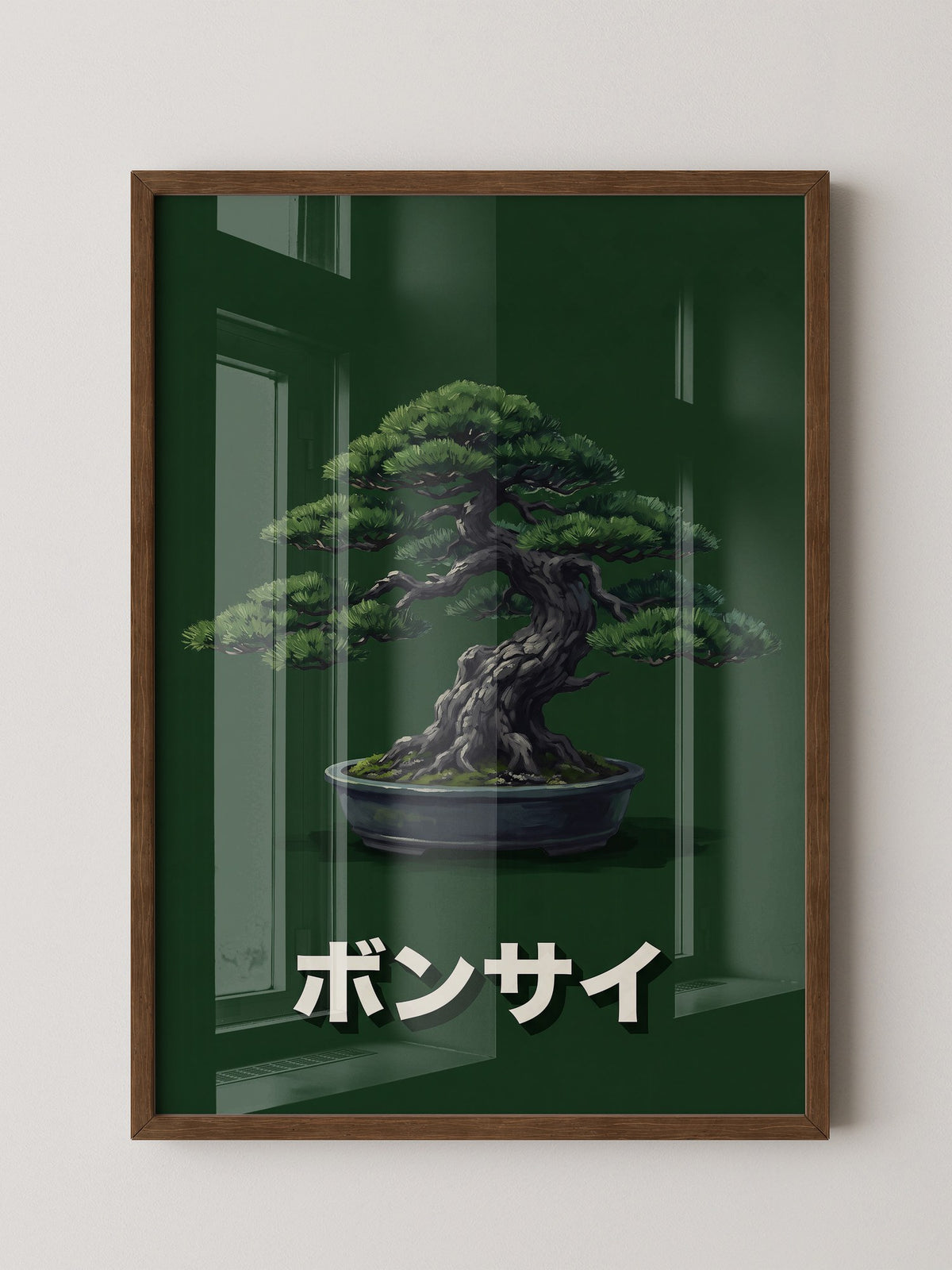 Bonsai mit grünem Hintergrund