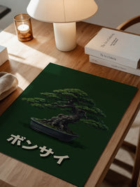 Bonsai mit grünem Hintergrund