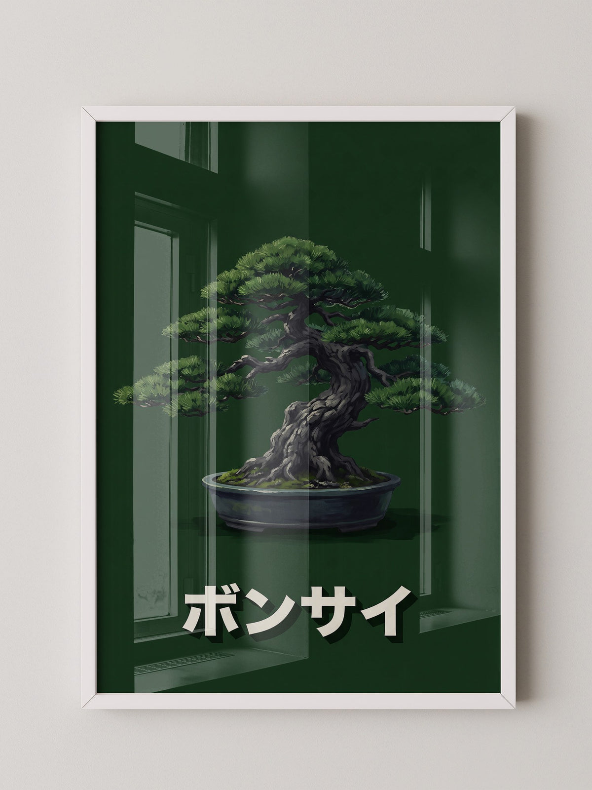 Bonsai mit grünem Hintergrund