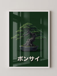 Bonsai mit grünem Hintergrund