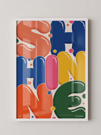 Bunte Buchstaben im Pop-Art Stil