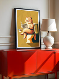Lesender Kater auf Toilette Retro