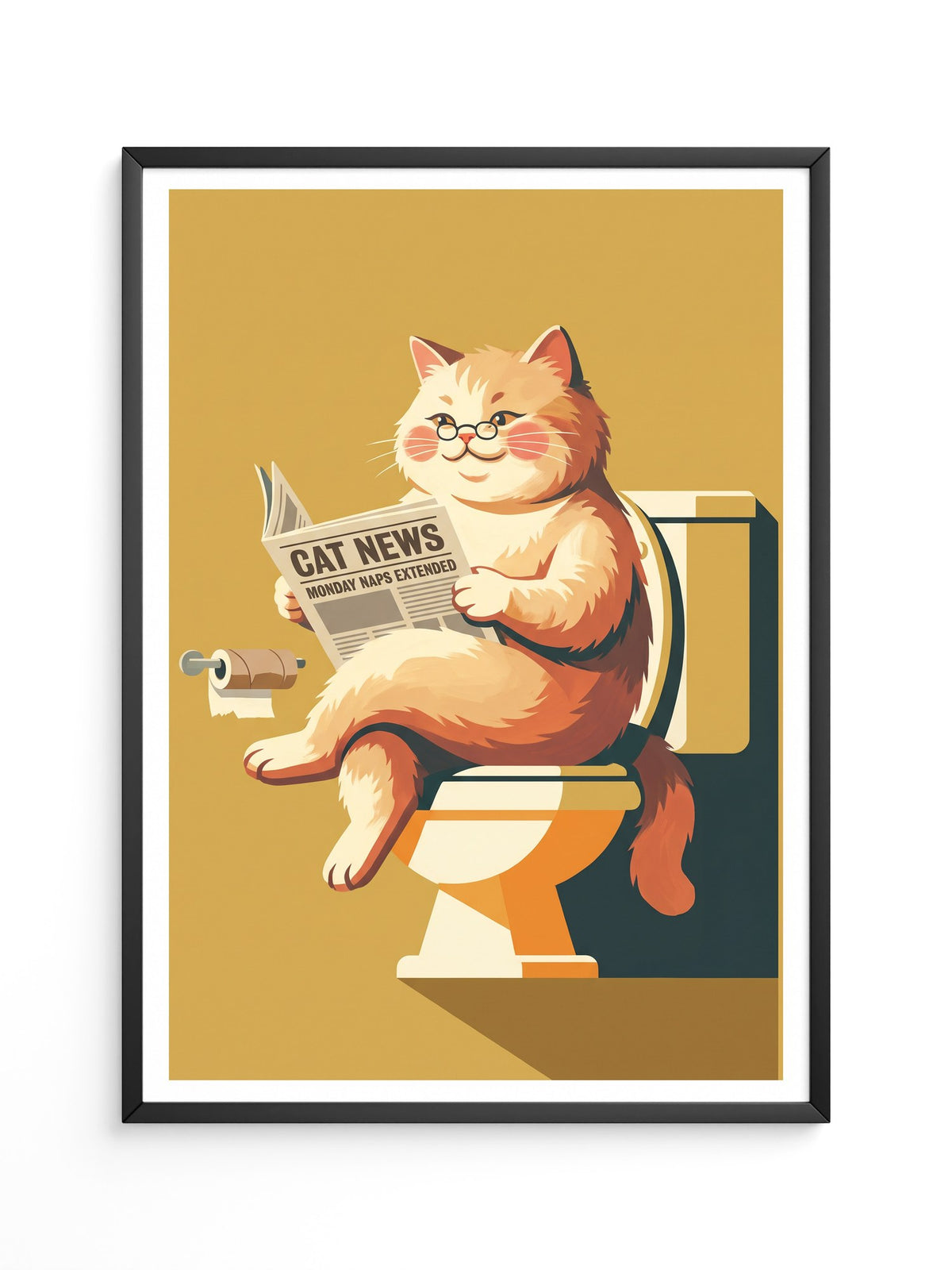 Lesender Kater auf Toilette Retro