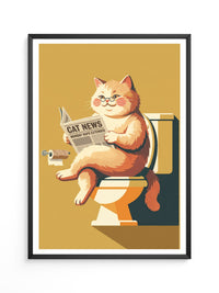 Lesender Kater auf Toilette Retro