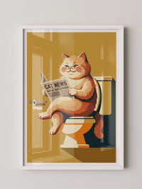 Lesender Kater auf Toilette Retro