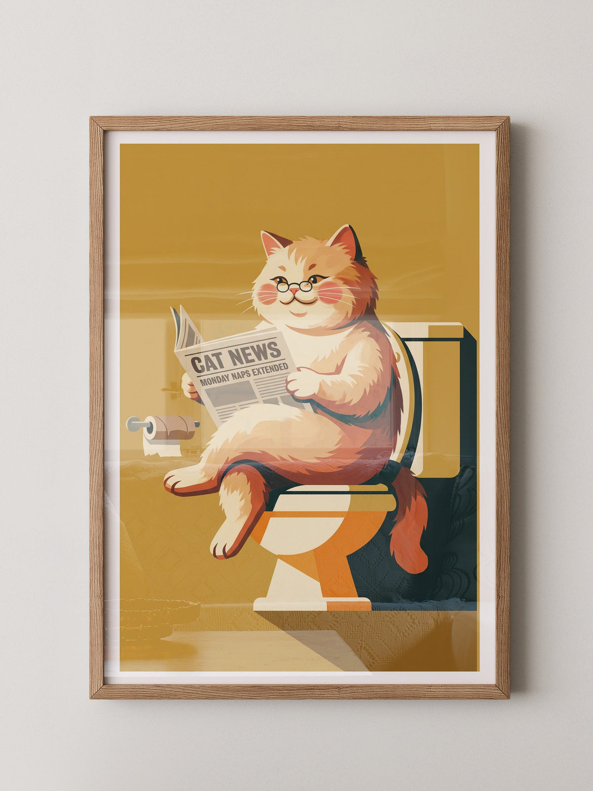 Lesender Kater auf Toilette Retro