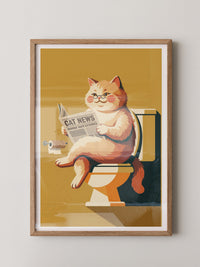 Lesender Kater auf Toilette Retro