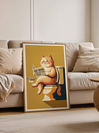 Lesender Kater auf Toilette Retro