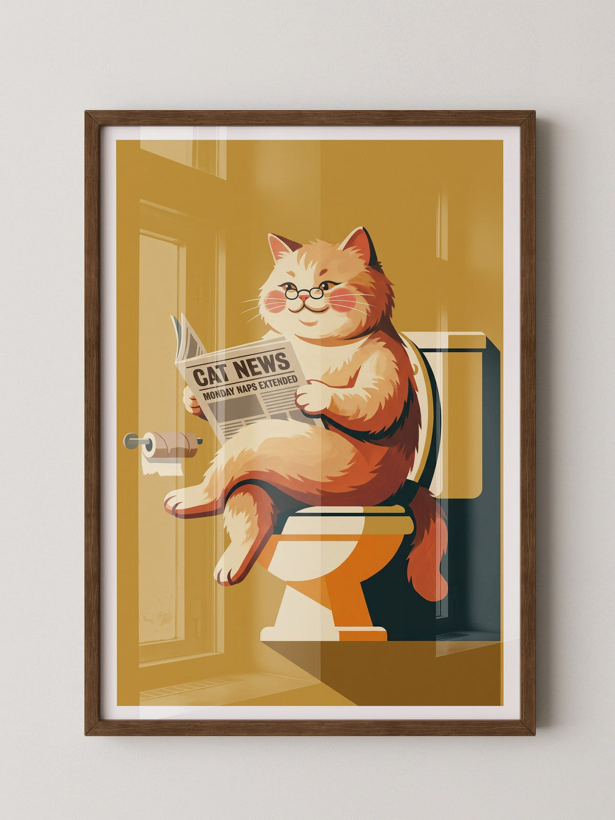 Lesender Kater auf Toilette Retro