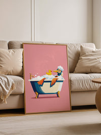 Ente Schaumbad Rosa Hintergrund