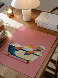 Ente Schaumbad Rosa Hintergrund