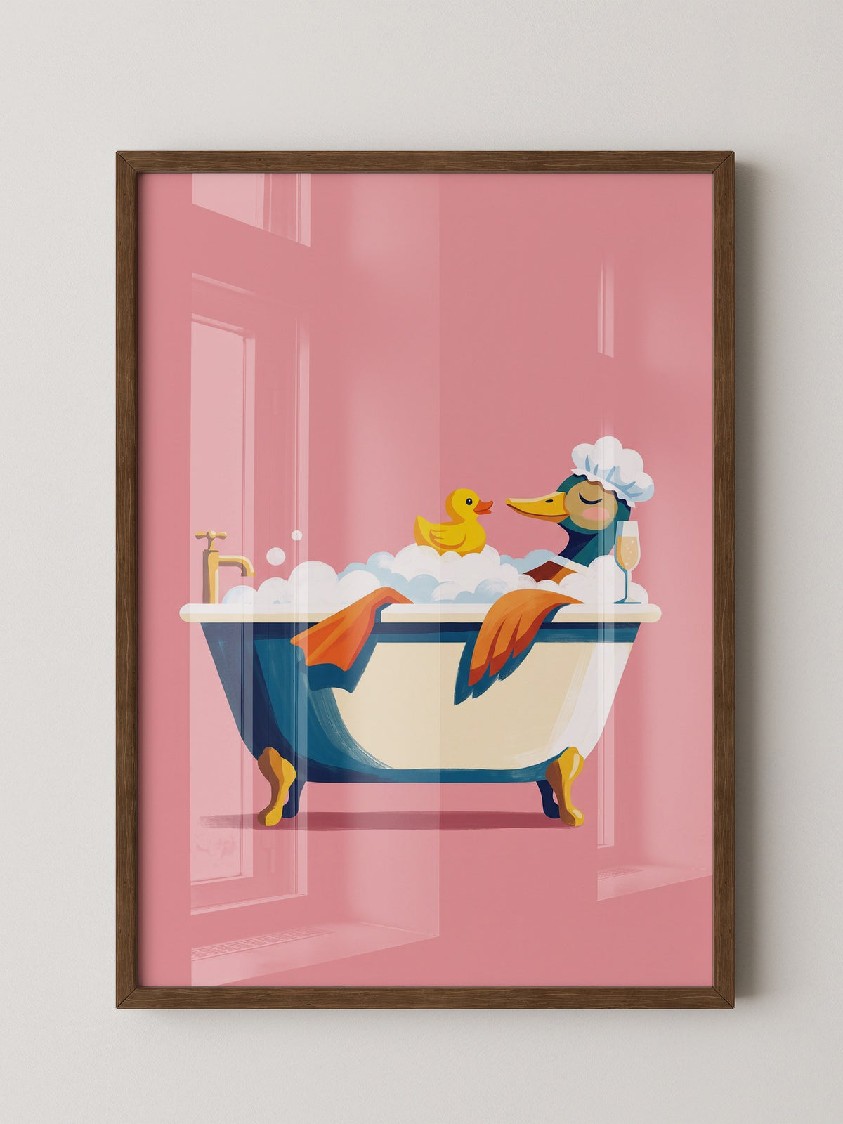 Ente Schaumbad Rosa Hintergrund