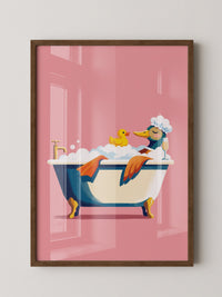 Ente Schaumbad Rosa Hintergrund