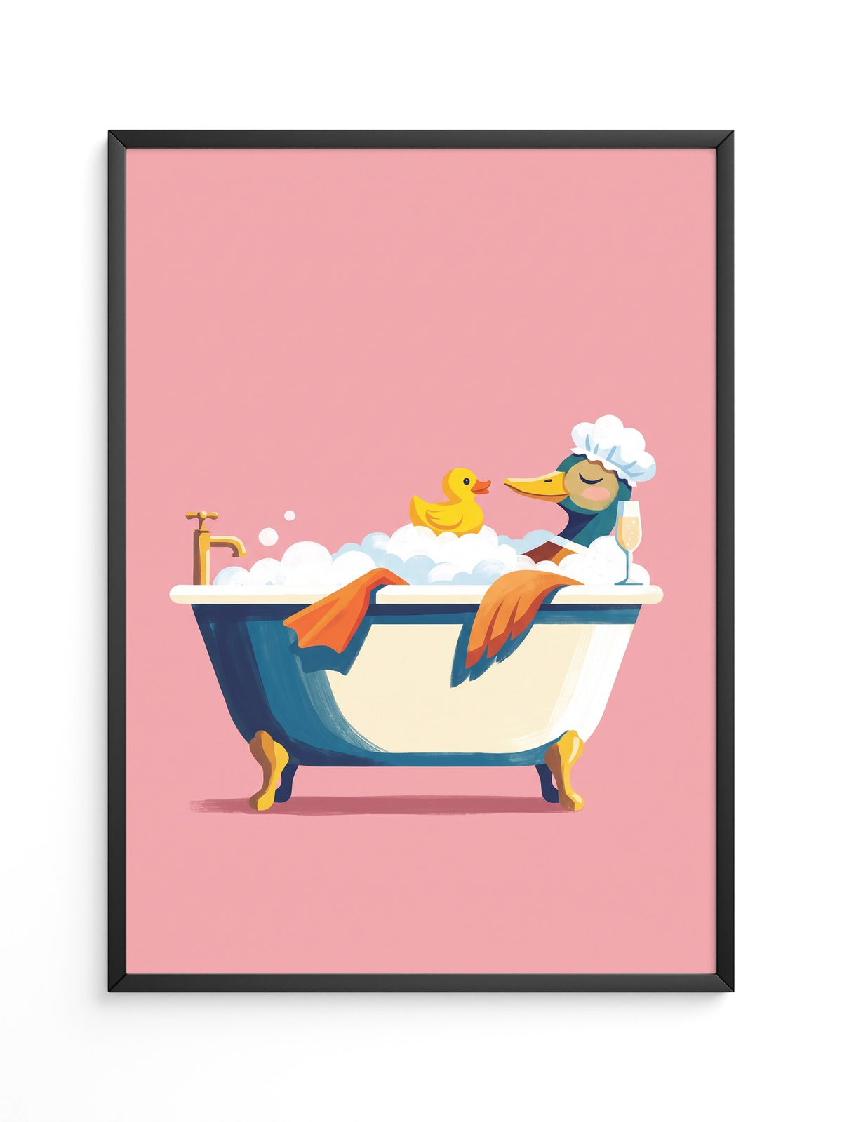 Ente Schaumbad Rosa Hintergrund