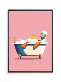 Ente Schaumbad Rosa Hintergrund