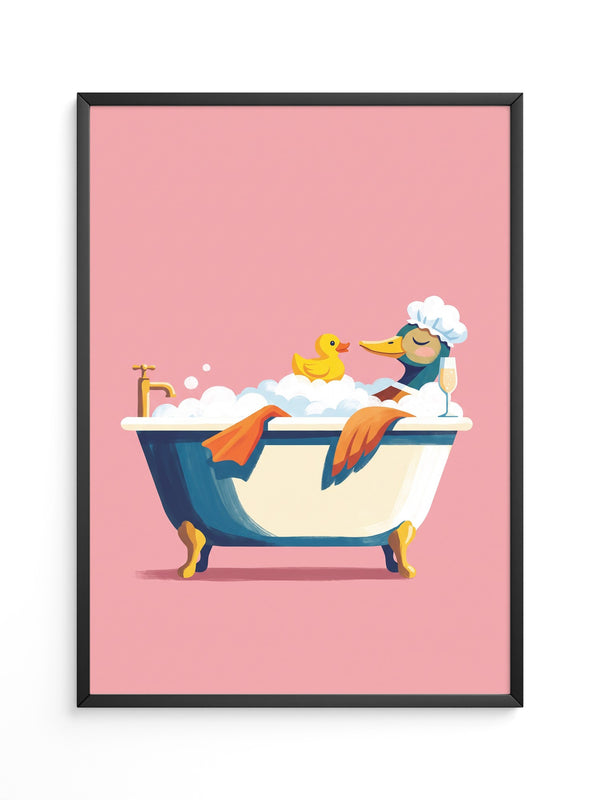 Ente Schaumbad Rosa Hintergrund