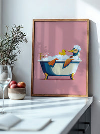Ente Schaumbad Rosa Hintergrund
