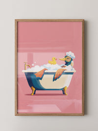 Ente Schaumbad Rosa Hintergrund