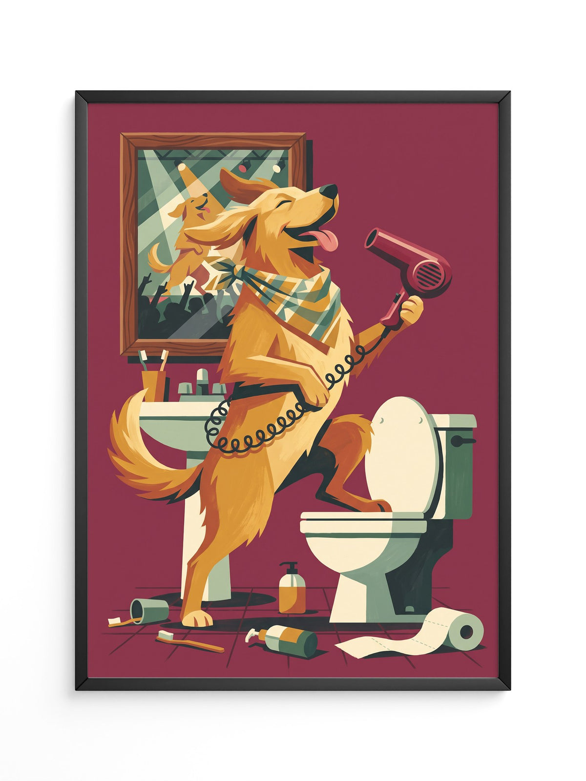 Rockiger Hund im Badewannenspaß