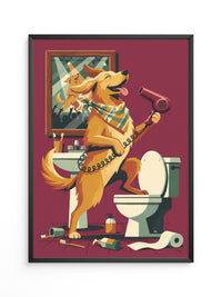 Rockiger Hund im Badewannenspaß