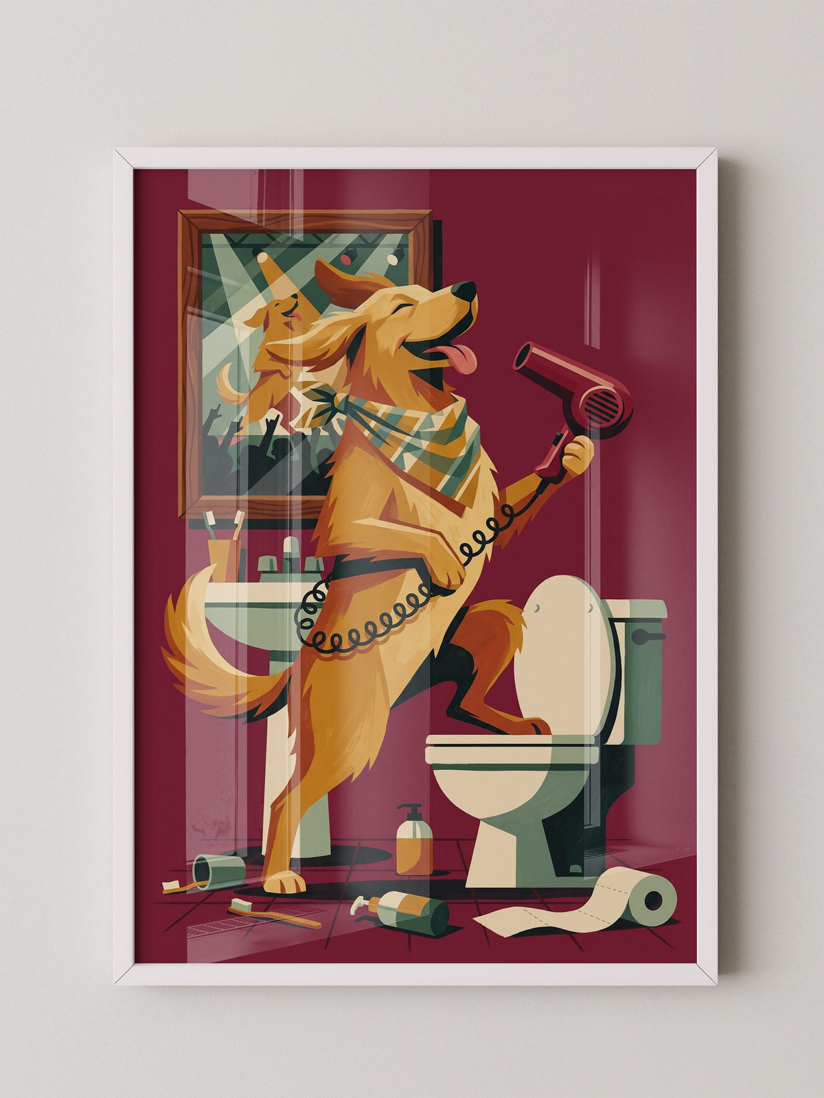 Rockiger Hund im Badewannenspaß