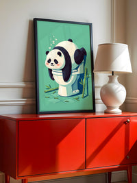 Schlafender Panda Toilettenabenteuer