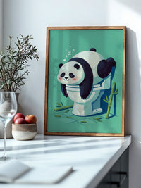 Schlafender Panda Toilettenabenteuer