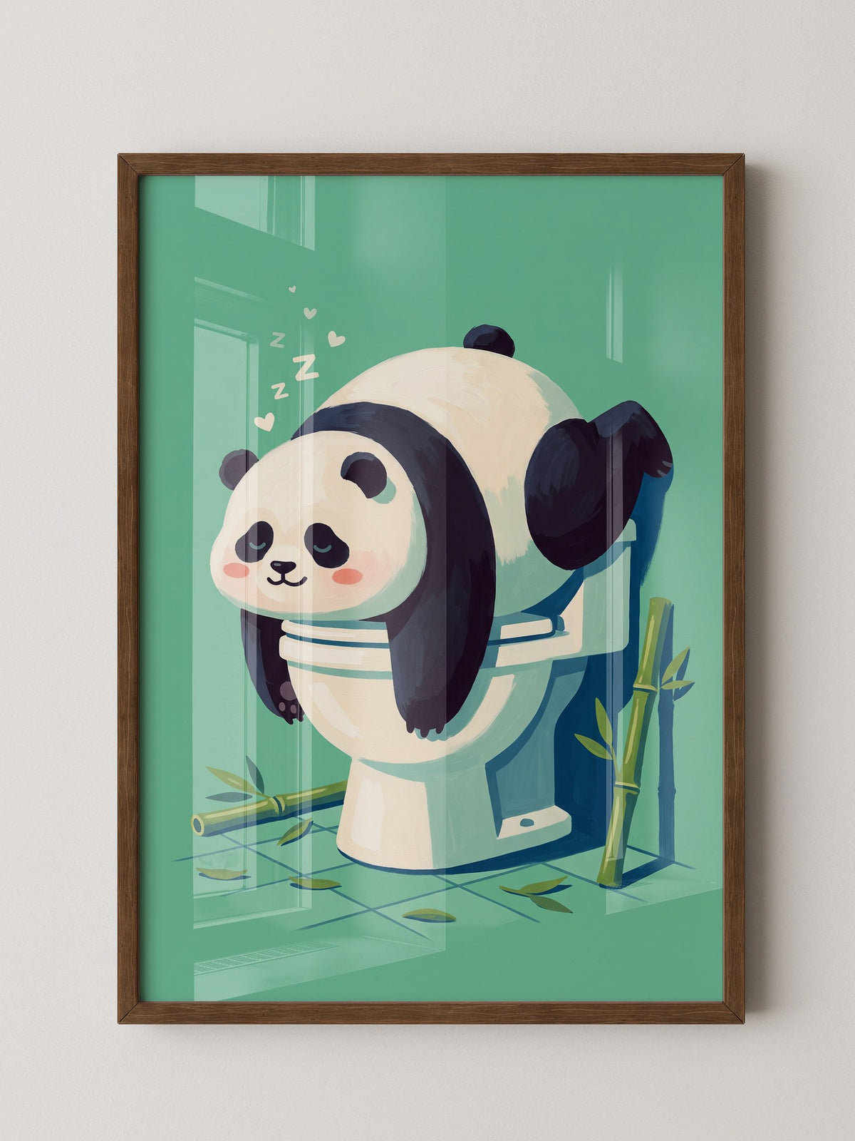 Schlafender Panda Toilettenabenteuer